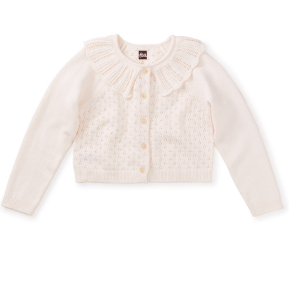 Tea Collection Collared Pointelle Cardigan